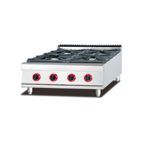 Cuisinière à gaz commerciale en acier inoxydable (4 brûleurs) et gril à lave